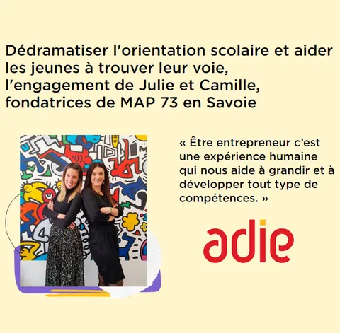 Portrait de Camille et Julie publié par l’Adie dans sa série sur les entrepreneures en Savoie