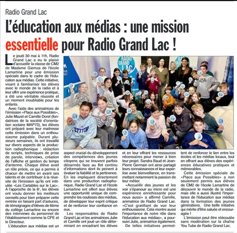 Article de L’Hebdo des Savoie sur l’atelier d’éducation aux médias animé avec Radio Grand Lac